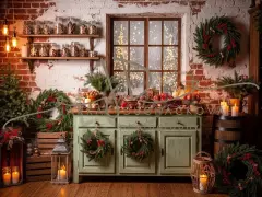 Fotopozadí - Vánoční retro kuchyň farmářská 16