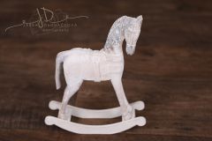 Koník dřevěný - dekorace - bílá patina