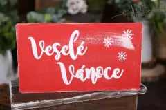 Tabulka Veselé Vánoce 35x20cm červená