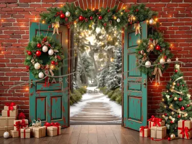 Vinylové pozadí - Dveře vánoční 200x160cm - k odeslání 19.12.