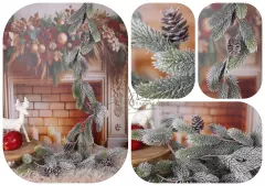 Girlanda - jehličí zasněžené se šiškami