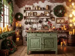 Fotopozadí - Vánoční retro kuchyň farmářská 2