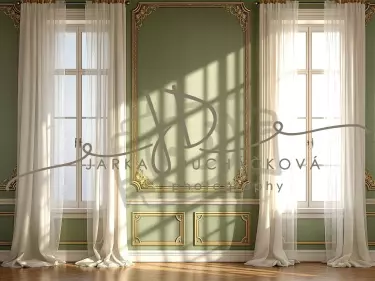 Fotopozadí - Stěna s okny zelená 2