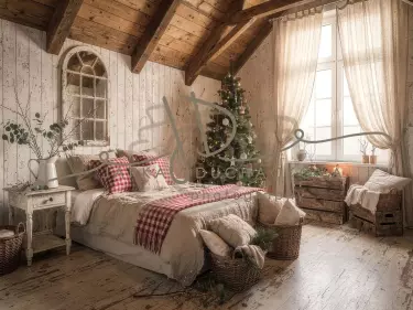 Fotopozadí - Vánoční pokoj v chalupě 2