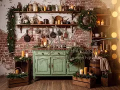Fotopozadí - Vánoční retro kuchyň farmářská 3