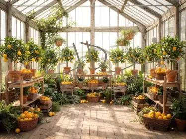 Fotopozadí - Skleník s citrusy 3