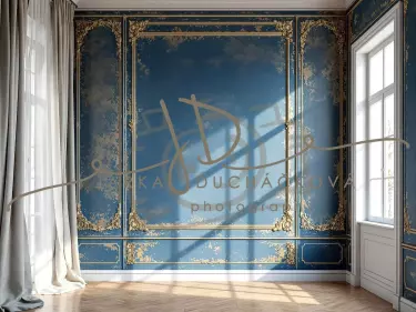 Fotopozadí - Stěna s okny modrá 3