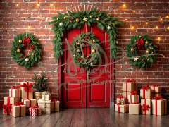 Fotopozadí - Vánoční dveře červené 3