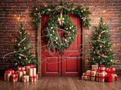 Fotopozadí - Vánoční dveře červené 4