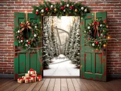 Fotopozadí - Vánoční dveře zelené 4
