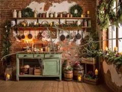 Fotopozadí - Vánoční retro kuchyň farmářská 5