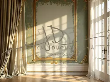 Fotopozadí - Stěna s okny zelená 5