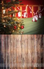 Fotopozadí - vánoční s hnědou podlahou 2