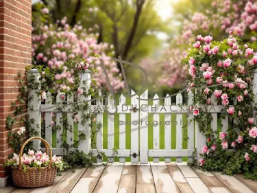 Fotopozadí - Jarní terasa s plotem 6
