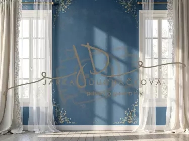 Fotopozadí - Stěna s okny modrá 6