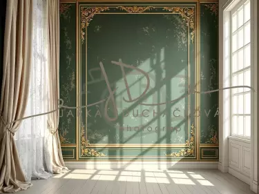 Fotopozadí - Stěna s okny zelená 6