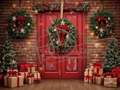 Fotopozadí - Vánoční dveře červené 6