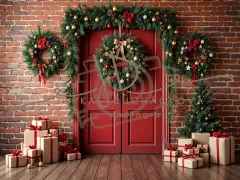 Fotopozadí - Vánoční dveře červené 7