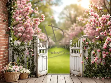 Fotopozadí - Jarní terasa s plotem 8
