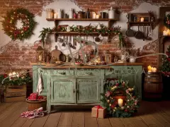 Fotopozadí - Vánoční retro kuchyň farmářská 8