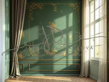 Fotopozadí - Stěna s okny zelená 8