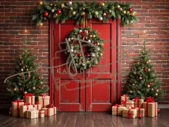 Fotopozadí - Vánoční dveře červené 8
