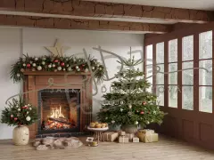 Fotopozadí - Vánoční KRB zdobený 84