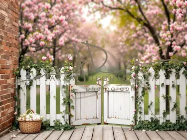 Fotopozadí - Jarní terasa s plotem 9