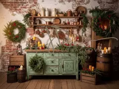 Fotopozadí - Vánoční retro kuchyň farmářská 9