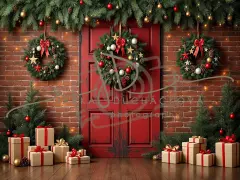 Fotopozadí - Vánoční dveře červené 9
