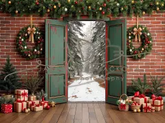 Fotopozadí - Vánoční dveře zelené 9