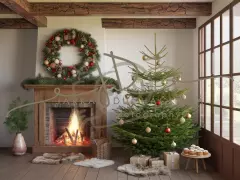Fotopozadí - Vánoční KRB zdobený 90