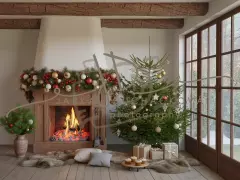 Fotopozadí - Vánoční KRB zdobený 93
