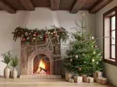 Fotopozadí - Vánoční KRB zdobený 95