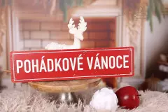 Tabulka plechová 30x10cm - červená Pohádkové Vánoce