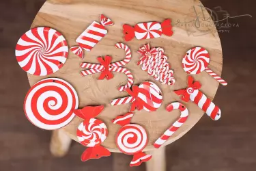 Ozdoby - červená  - mix 12ks