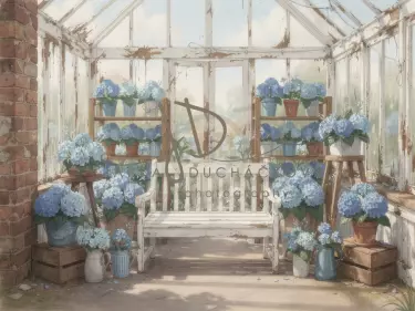 Skleník s hortenziemi 1