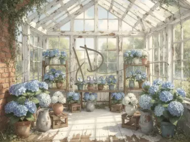 Skleník s hortenziemi 5