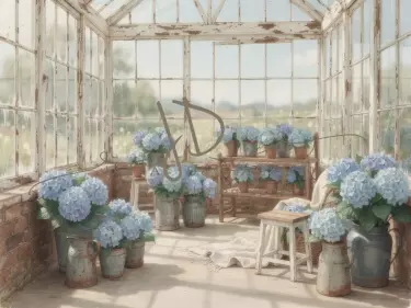 Skleník s hortenziemi 6