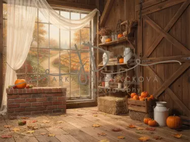 Stodola podzimní s dýněmi 1