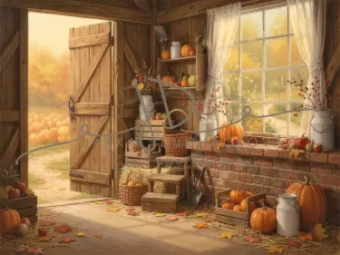 Stodola podzimní s dýněmi 30