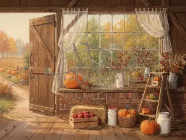 Stodola podzimní s dýněmi 40