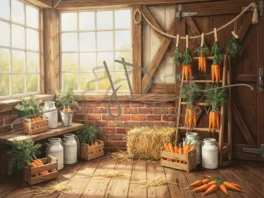 Vinyl pozadí - Stodola s mrkví 200x160cm