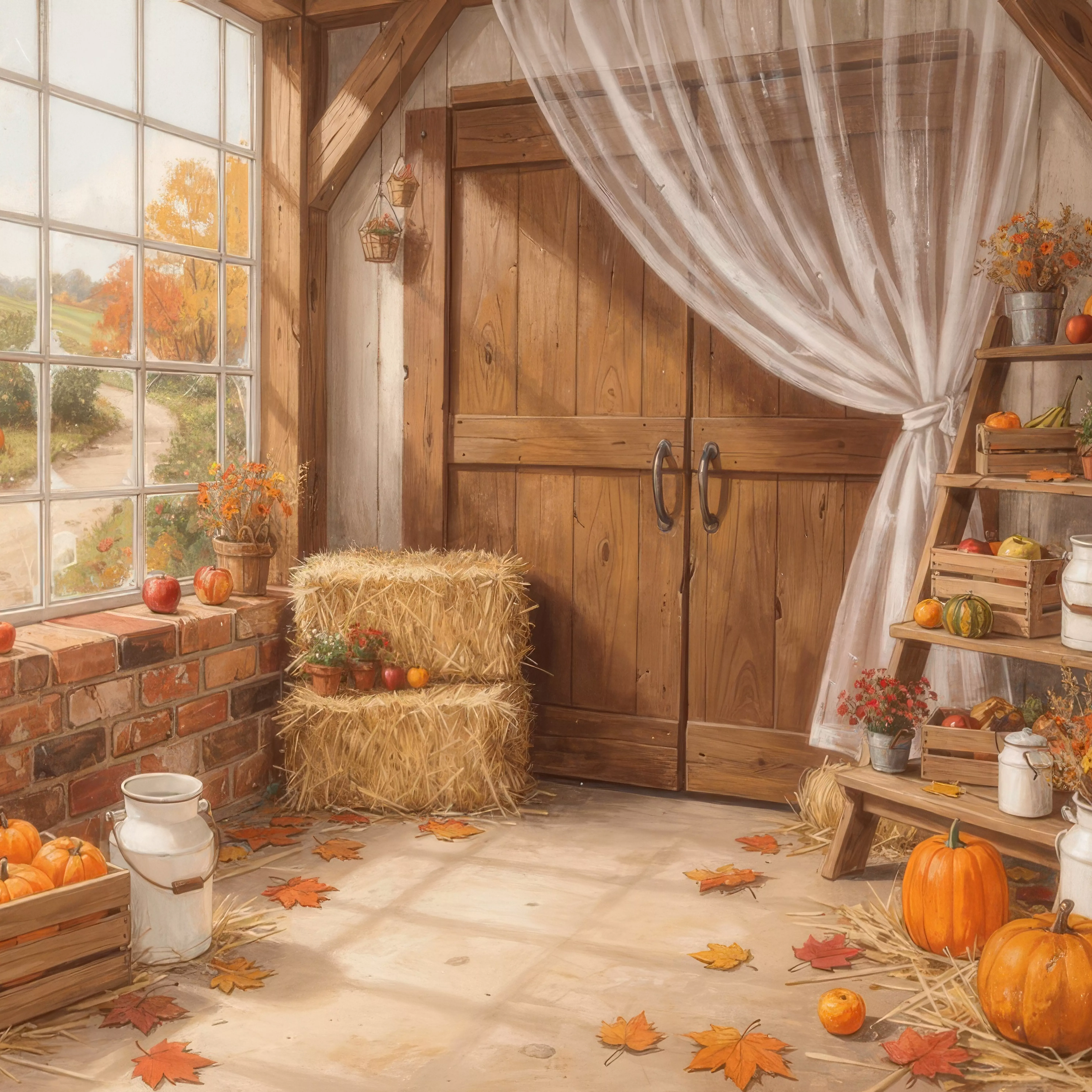 Stodoly / podzim s dýněmi