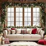 Vánoční pohovka pod oknem