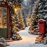 Vánoční scéna venkovní se schránkou