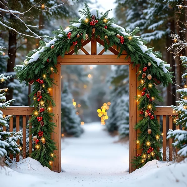 Brána v lese zimní krajina